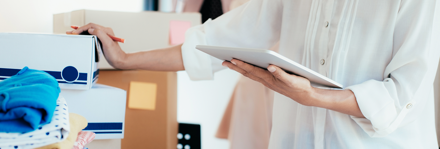 checking tablet for inventory