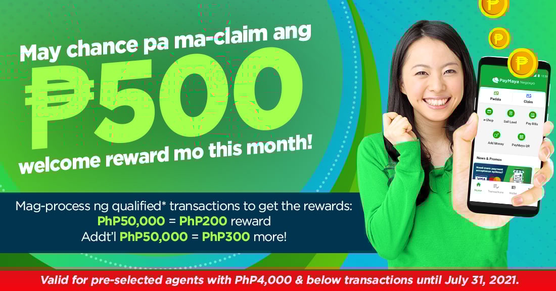 Claim up to PhP500 Welcome Reward when you transact PhP100,000 worth of transactions!
