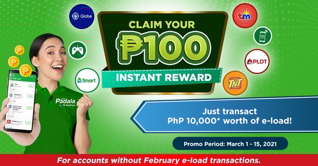 Claim P100 reward when you process PhP10,000 worth of e-load!