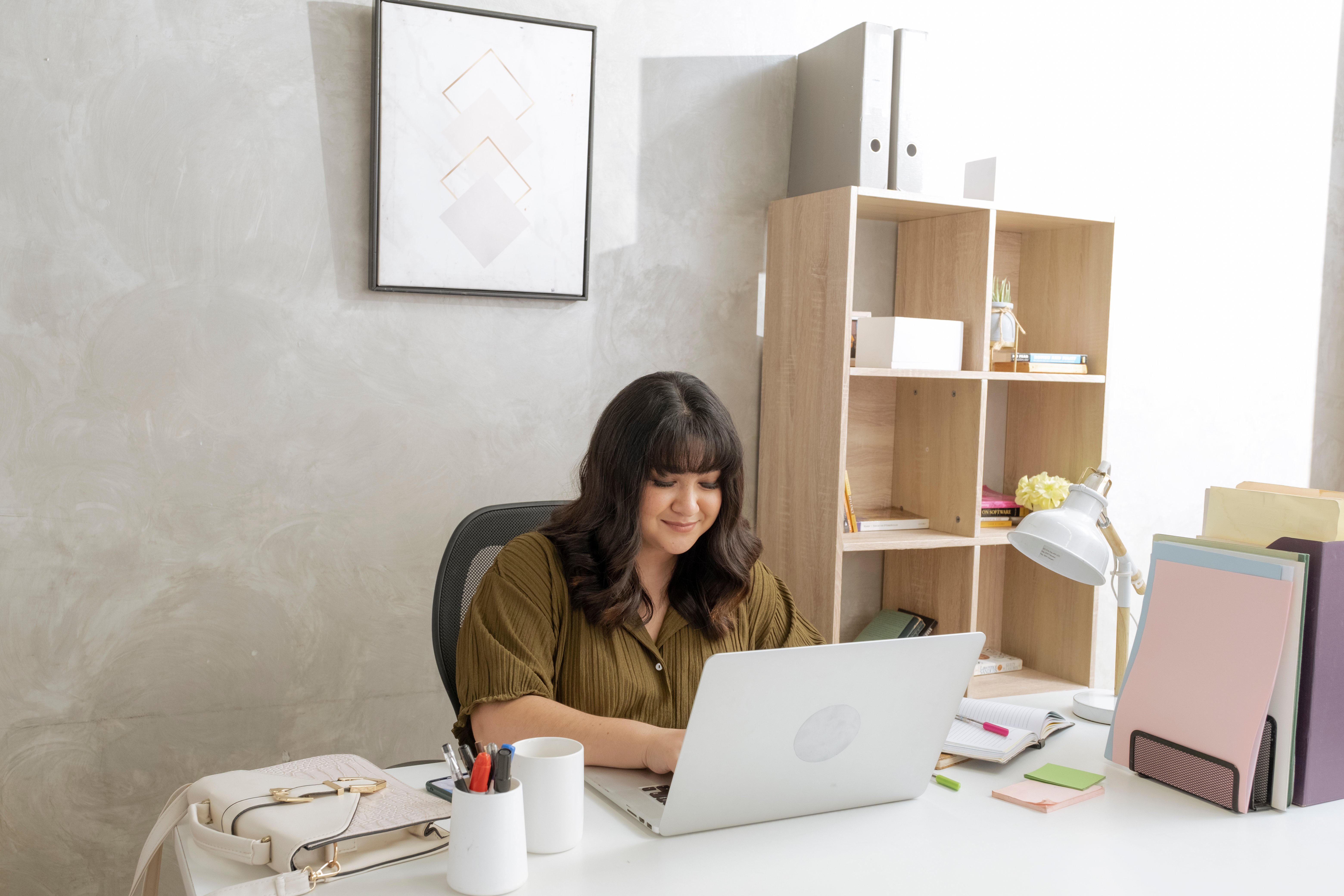 lady working in her office